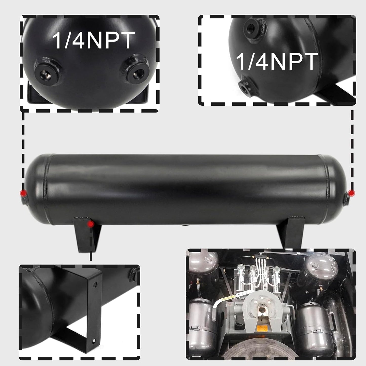 5 Gallon Air Tank for Suspension/Air Ride/Bag/Car Train Truck Horn 18 Liter Compressed Air Storage Tank Air Ride Receiver Tank