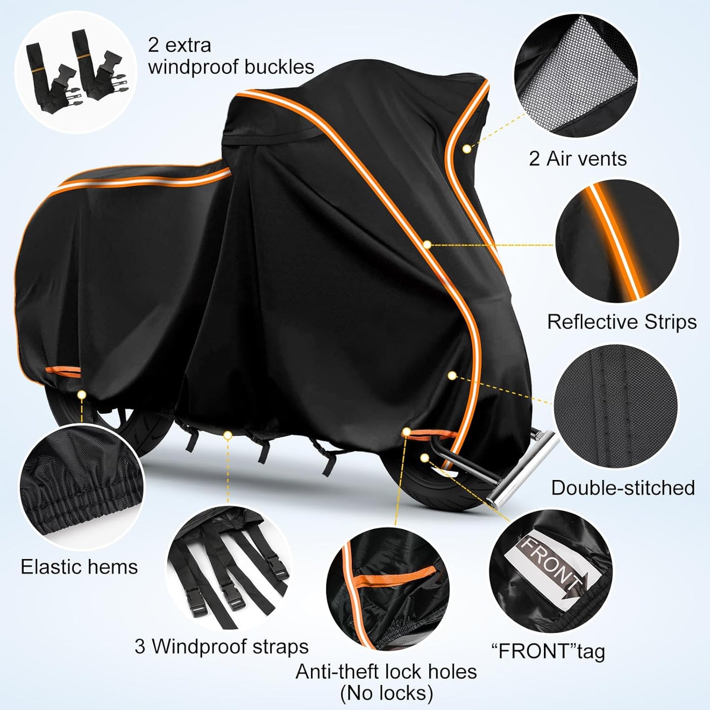 420D Waterproof Motorcycle Cover for Honda Africa Twin,CRF250f, CRF300l and NC750X/CB500X/XR150, Outdoor Bike Cover Windproof Heavy Duty Waterproof All Weather Protection