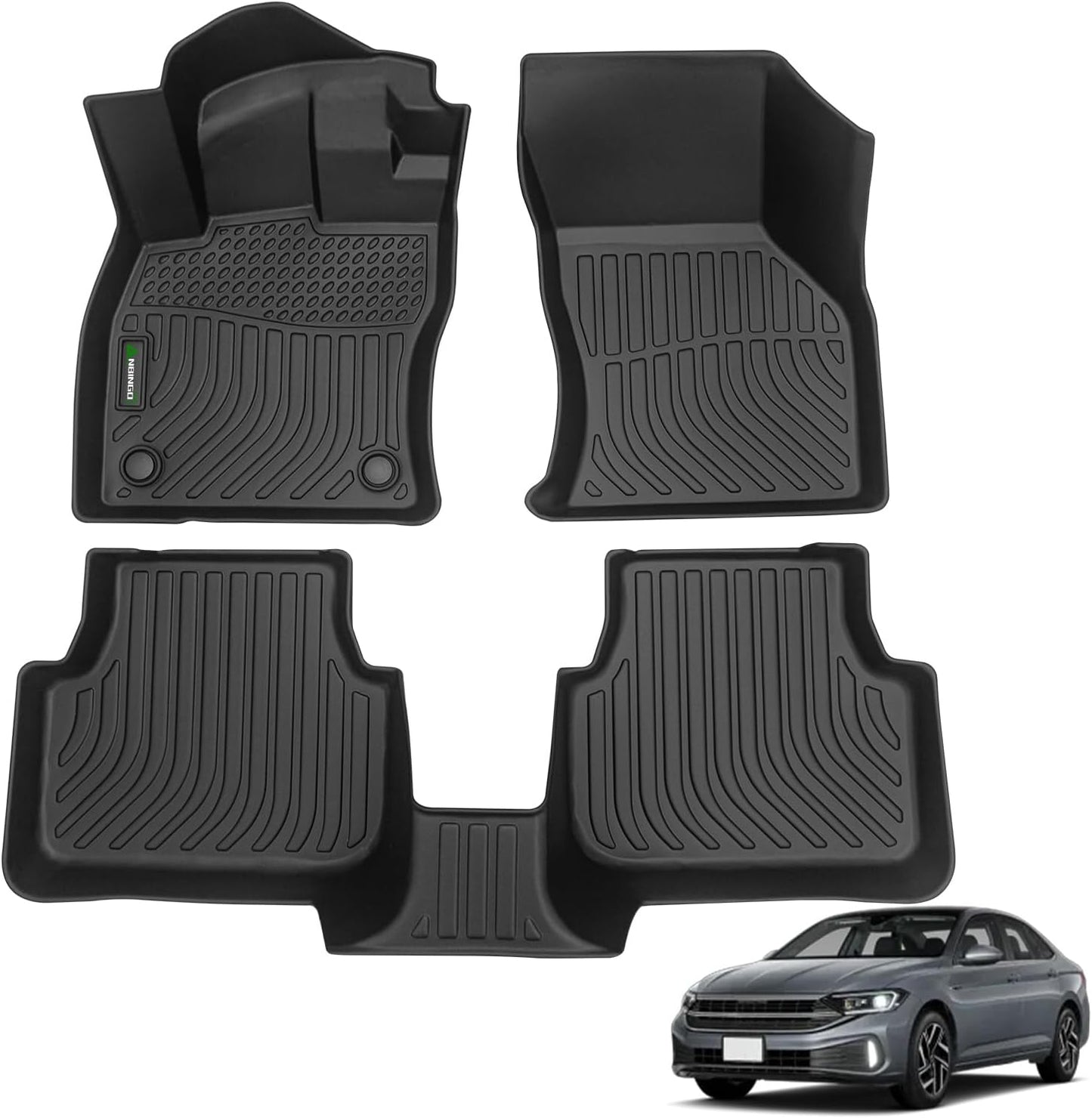ANBINGO® Floor Mats Custom for Jetta 2019-2025 Waterproof Car Mats All Weather Guard Mats Heavy Duty TPE Automotive Floor Liners Accessories Front& Rear Row Full Set - Black