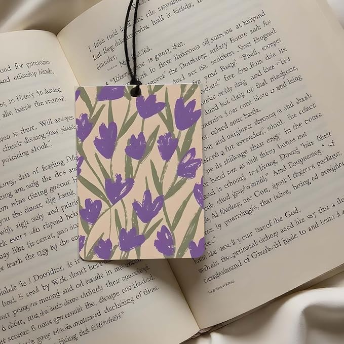 Floral Pattern Car Air Freshener 4 Pcs, Lavender/White Flower/Tulip/Poppy Hanging Scents, Botanical - themed Car Accessories for Women/Girls, Decor for Room/Closet/Drawer