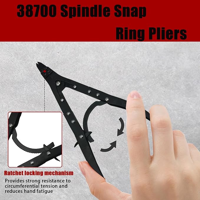 38700 Spindle Snap Ring Pliers, 12in Heavy Duty Internal External Snap Ring Pliers, for Installation and Removal of Circlips，Compatible with Ford Super Duty Pickups 2007 and Newer