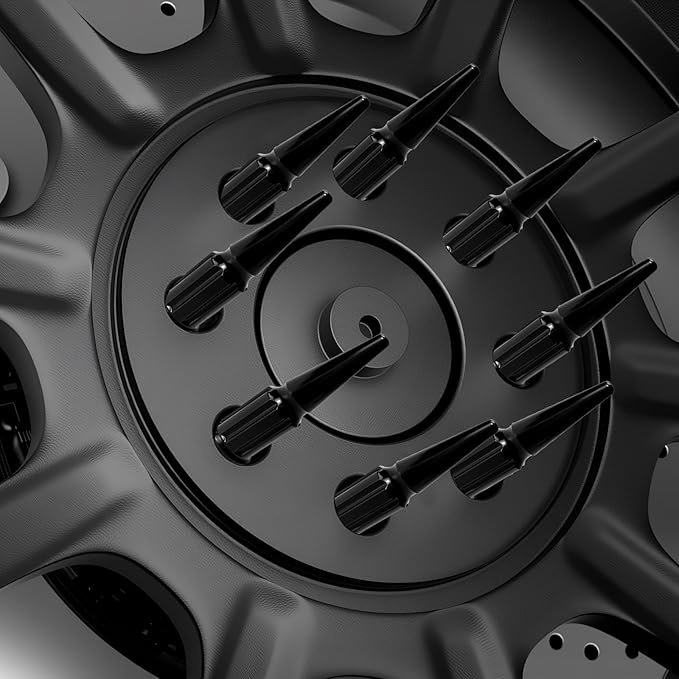 M14x1.5 Spiked Lug Nuts, 3/4" Hex Closed End Nut with 1 Socket Key, Wheel Spiked Lug Nuts for Silverado Sierra 1500 2500 3500, F150 F250 F350, Fit for Aftermarket Wheel (24Pcs,Black)