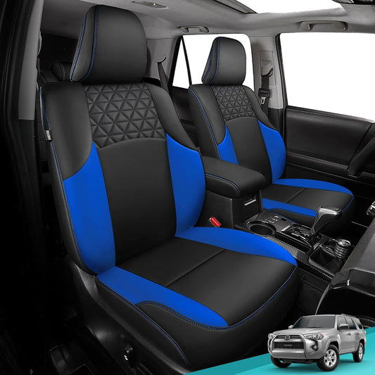 Seat Covers for Toyota 4Runner 2011-2024, Faux Leather Car Seat Cover Full Set, 3-Row-Only for 7 Seats Version-BlackBlue