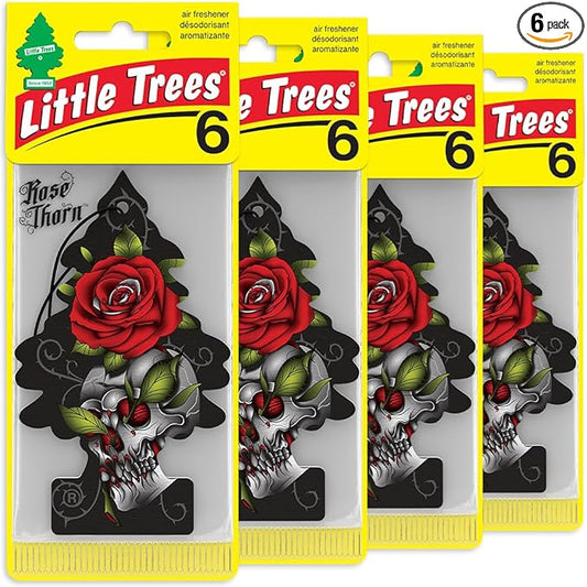LITTLE TREES Car Air Freshener | Hanging Tree Provides Long Lasting Scent for Auto and Home | Rose Thorn, 24 Air Fresheners