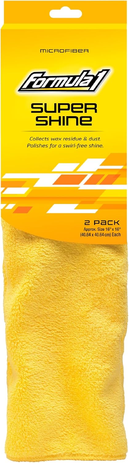 Formula 1 Super Shine Microfiber Towels - For Heavy Polishing or Light Dusting - 16" x 16" - Set of Two