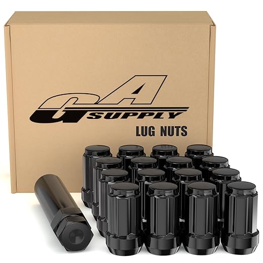 GAsupply 10x1.25 Black ATV Lug Nuts, M10x1.25 Closed End Acorn 6 Spline Tuner Lug Nuts, 1.37" Tall Conical Seat 60 Degree, 16 Pack+ 1 Lug Nut Lock Key Socket