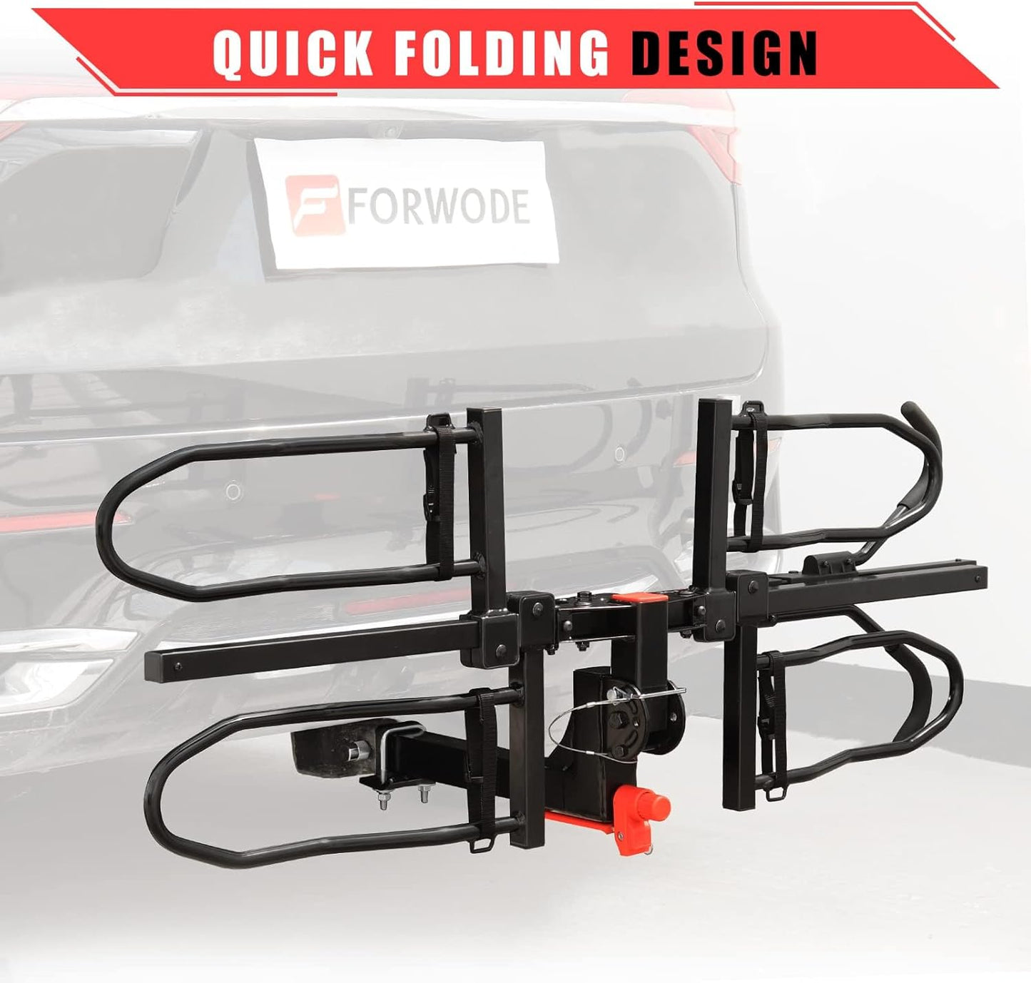 FORWODE Hitch Mount Bike Rack Fits 2 X 80 lbs Bicycle, Platform Bike Rack for Car SUV Truck, Qucik Released, Foldable Wobble Free, Locking Hitch,Fat and Standard, 2 Inch Receiver