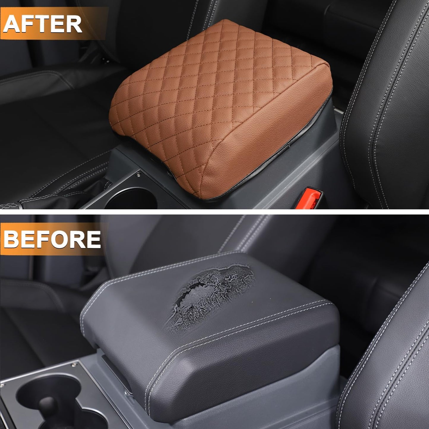 Car Armrest Box Cover Protector Compatible with Ineos Grenadier 2020-2024 Center Console Lid Protector Cover Original Customized Armrest Cover (Brown)