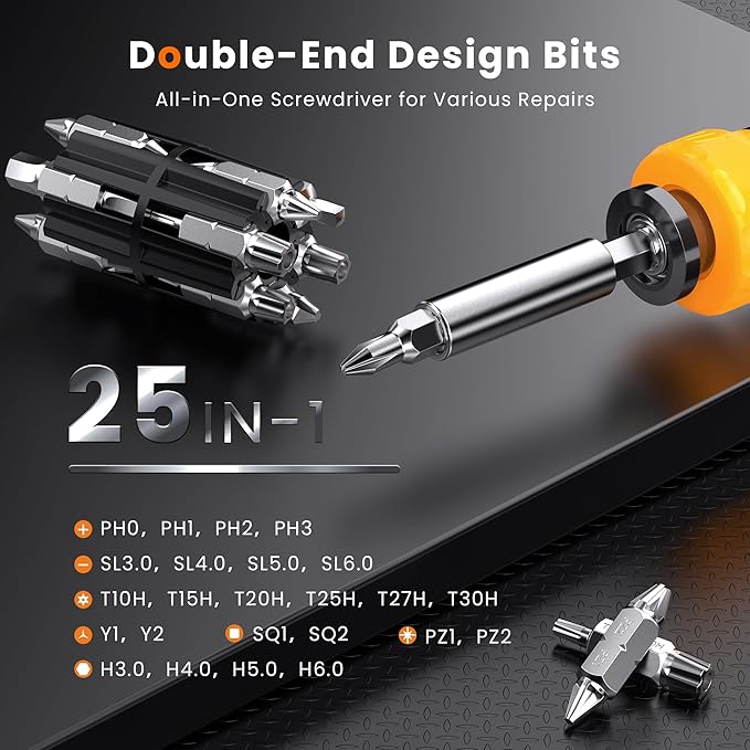 Jorest 25 in 1 Multibit Screwdriver Set, Dad Mens Gifts for Christmas, Mens Tool Stocking Suffers Gifts for Men, Magnetic Multitool Screwdriver Tool All in One