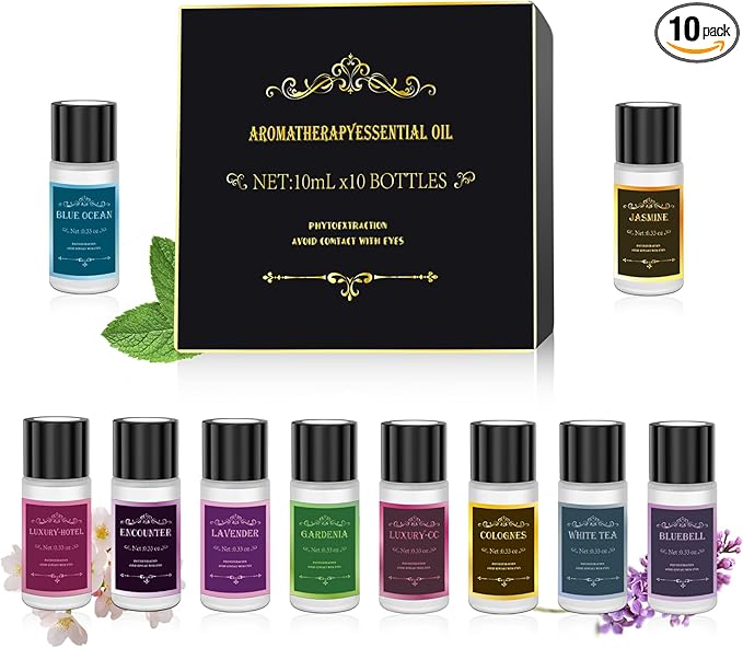 Car Air Freshener,Smart Car Air Freshener, Suitable For Car Diffusers And Home Use,Automatic On/Off,10 Scents,Car Diffusers Have 3 Adjustable Modes,Car Essential Oil Diffusers Have 10 Refill Bottles