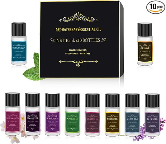 Car Air Freshener,Smart Car Air Freshener, Suitable For Car Diffusers And Home Use,Automatic On/Off,10 Scents,Car Diffusers Have 3 Adjustable Modes,Car Essential Oil Diffusers Have 10 Refill Bottles