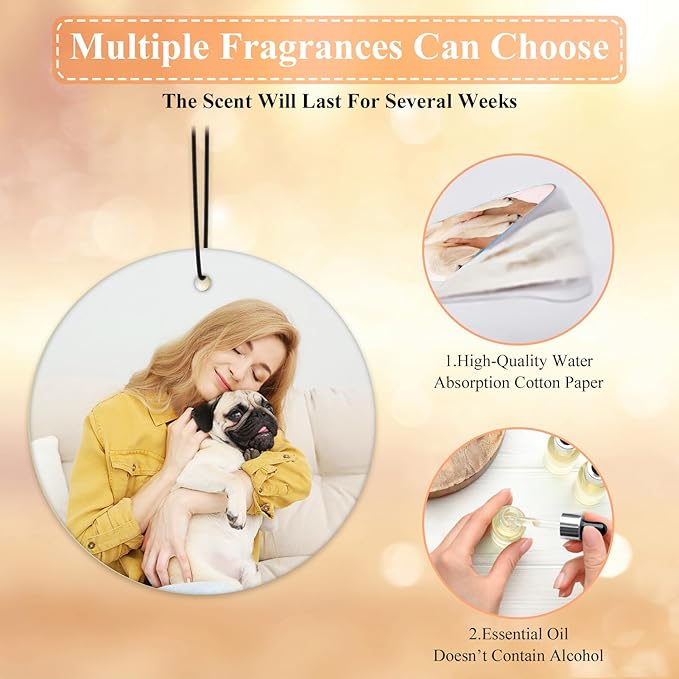 Custom Car Air Freshener with Picture Text - Personalized Car Air Freshener with Multiple Fragrances for Valentine's Day Birthday Gift Hanging Ornaments