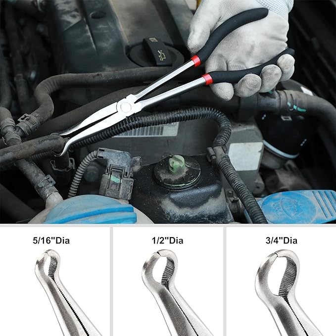 Mayouko 6PCS Extra Long Reach Pliers Set, 11" Straight, 45 and 90 Bent Nose, 5/16", 1/2" and 3/4" Circle Nose Pliers