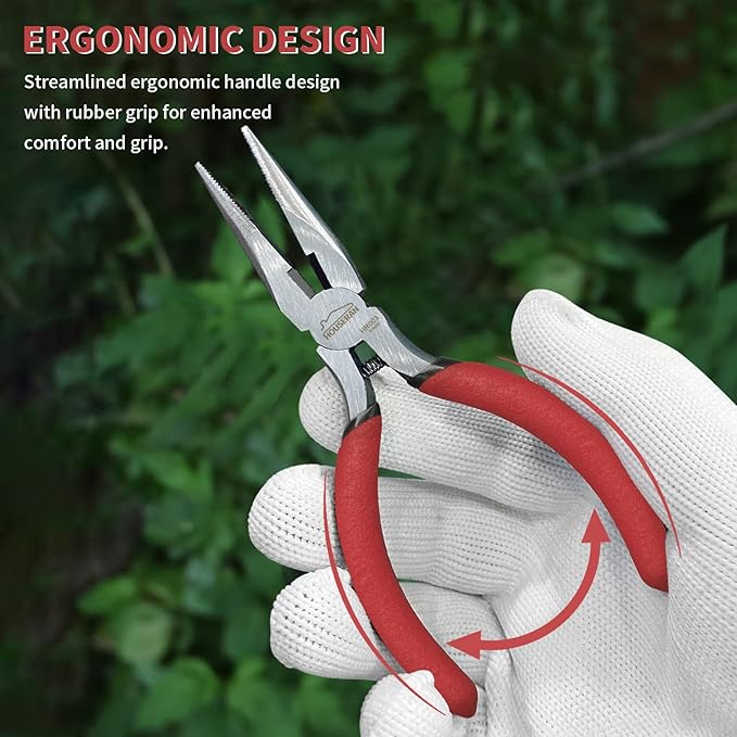 Needle Nose Plier, 5 Inch, Needle Noses Pliers Set, 2 Pack, Small Needle Nose Pliers, Long Nose Pliers with Side Cutter, for Cutting and Bending Wire