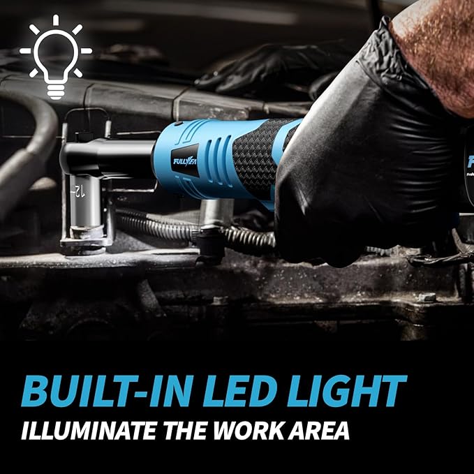 Electric Ratchet Wrench Set,18V Cordless Ratchet Tool Kit,550 RPM, 3/8" Variable Speed Power Ratchet Wrench with LED Light, 2 * 2.0Ah Li-ion Batteries and Fast Charger, Blue