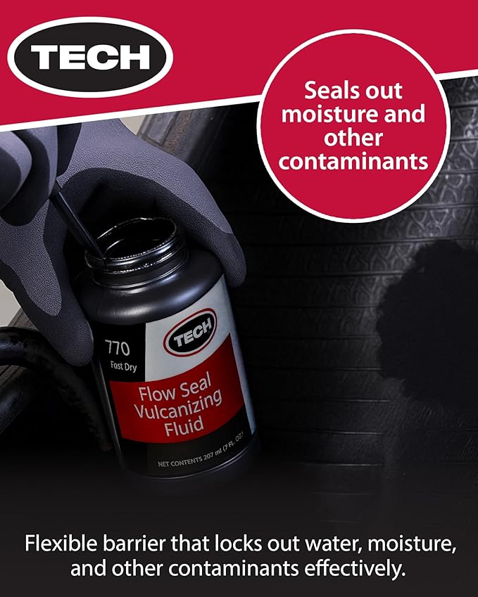TECH Flow-Seal Vulcanizing Fluid - Permanently Bonds TECH Permacure and Flow-Seal Insert Repairs to Tires for a Permanent Bond, 7 oz.