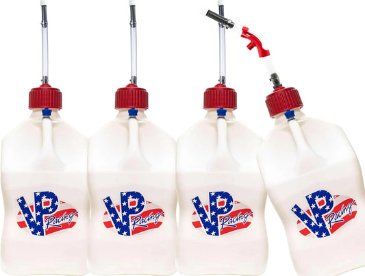 VP Racing Utility Container 5.5 Gallon - 4 Pack With 4 Deluxe Hoses and a Get Bent Hose Bender (Patriot, 4 Pack)