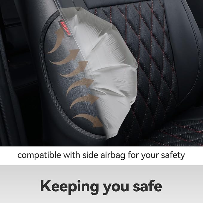 coverdream Corolla Cross Leather Seat Covers Custom Fit for 2022-2026 Toyota Corolla Cross L,LE,XLE,S,SE (Non-Hybrid),Fully Covered,Luxury Waterproof Car Seat Protector(Full Set,Red/Black)