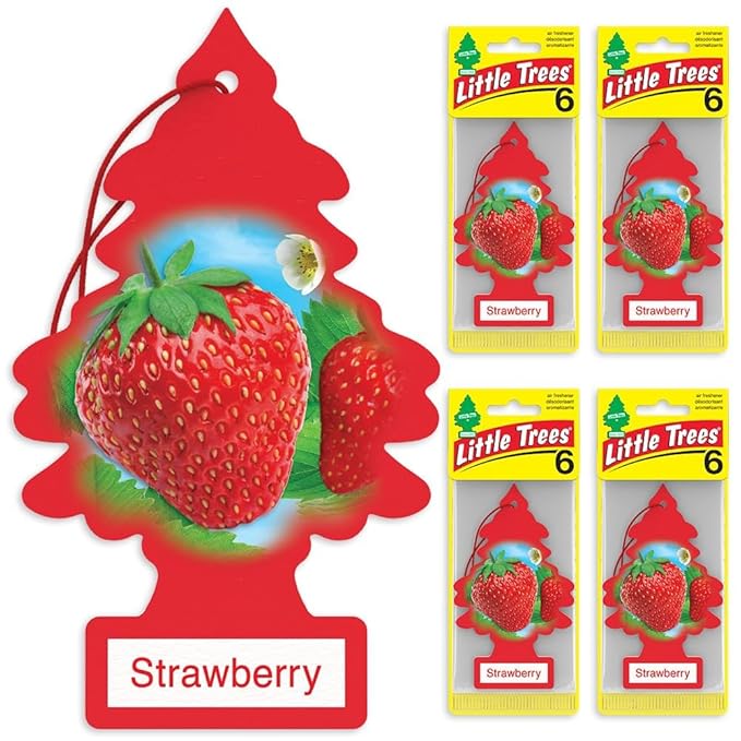 LITTLE TREES Car Air Freshener | Hanging Tree Provides Long Lasting Scent for Auto and Home | Strawberry, 24 Air Fresheners