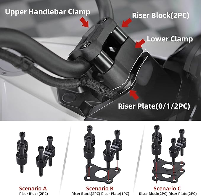 Handlebar Riser for Can Am Spyder, Aluminum Handle Bar Riser Extension Kit For Can-Am Spyder RT RTs 2020-Newer, Compatible with Spyder F3 F3s Adjust 1 1/8" Backward 1 3/8" Upward