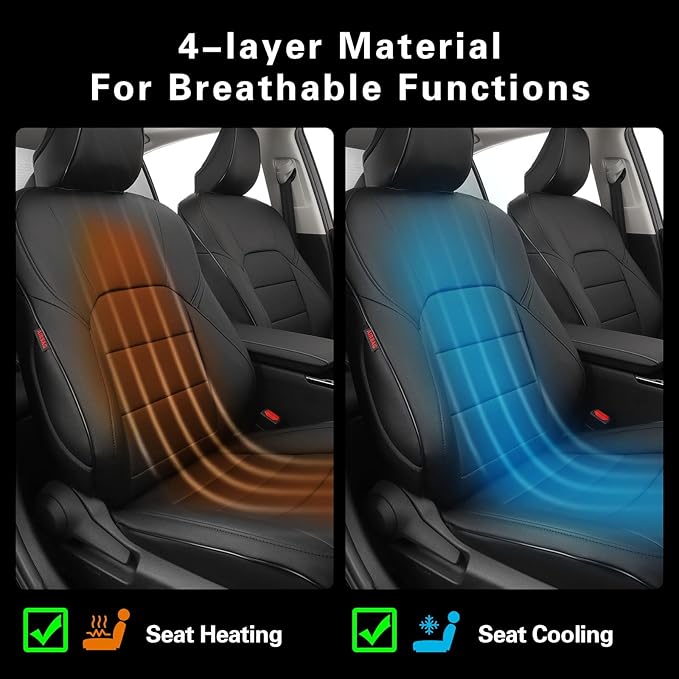 EKR Camry Seat Covers for Toyota Camry L, LE, SE 2018-2024 & SE Nightshade 2020-2024,(Not for Hybrid) Leather Car Seat Cover Full Set for Trucks SUV-Faux Leather (Black)