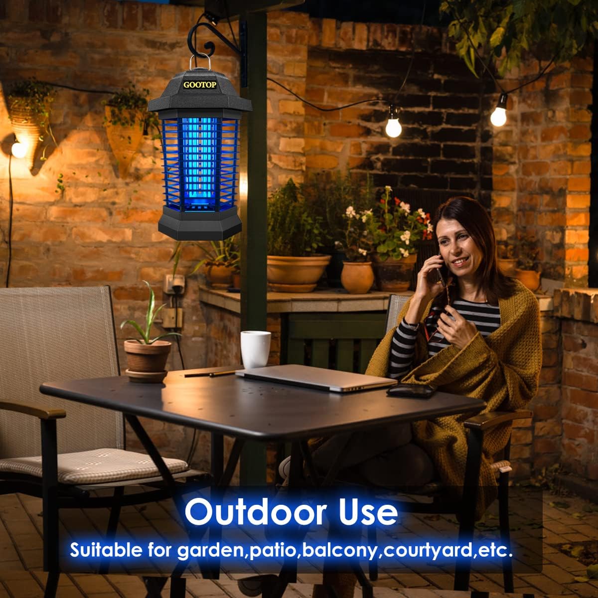 GOOTOP Bug Zapper Outdoor, Mosquito Zapper, 3 Prong Plug in Electric Fly Zapper, Mosquito Killer, Fly Traps, Flying Insects Zapper Indoor Outdoor 90-130V, 4200V, ABS Plastic Outer (Black)