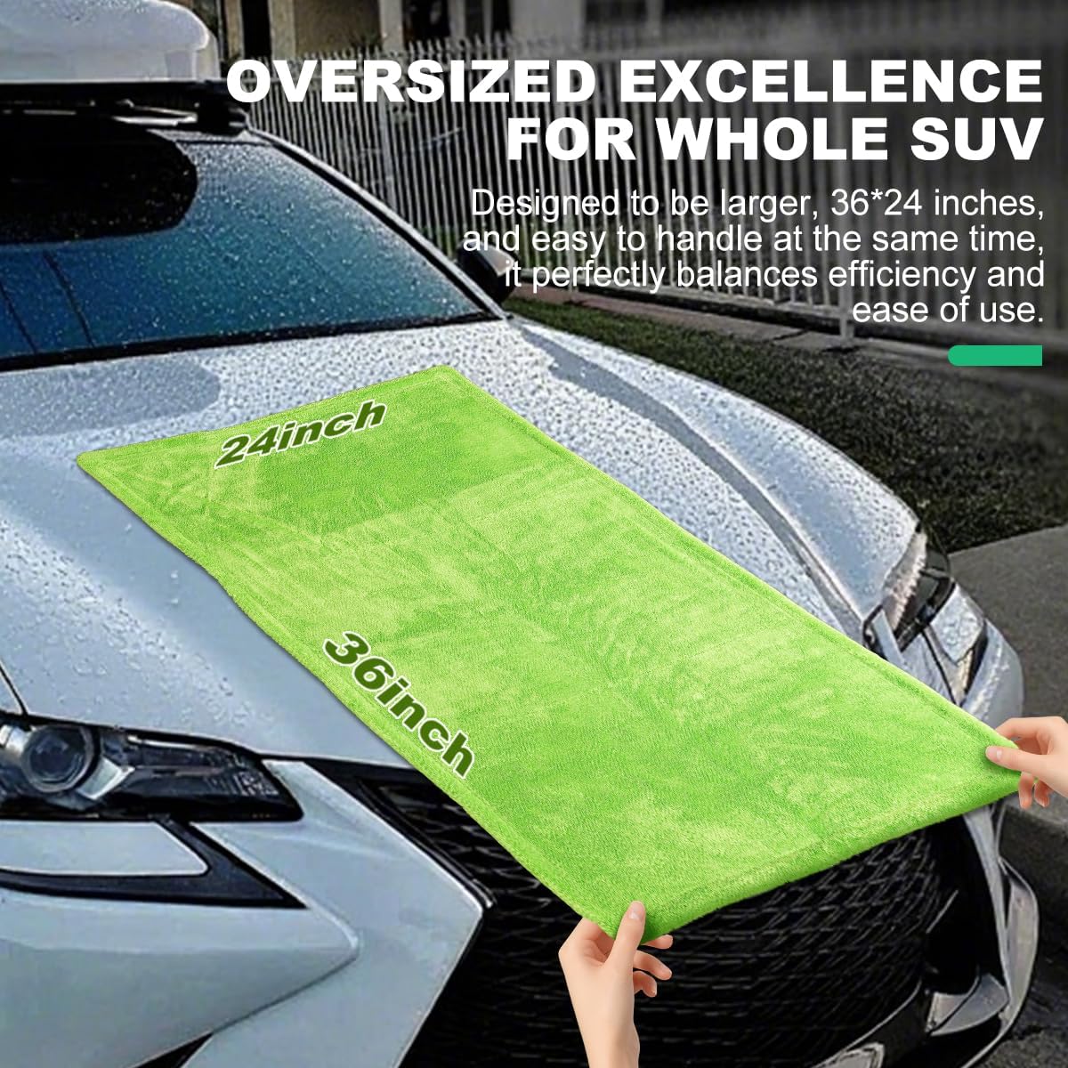 2 Pack Microfiber Towels for Cars, 1200 GSM Ultra-Soft Microfiber 36”x 24”& 16" x 16" Car Drying Towels Ultra-Absorbent Streak Free Premium Double Twisted-Loop Cleaning Cloth with Car Wash Mitt