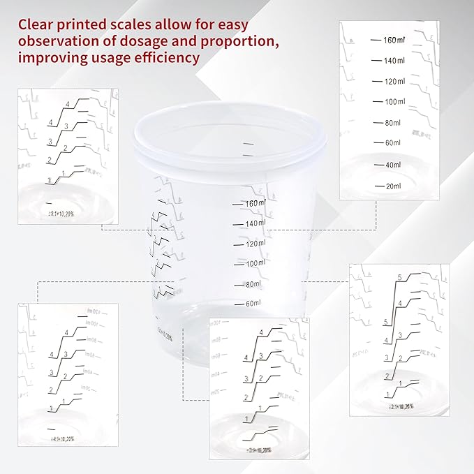 Disposable Paint Gun Cup, HVLP Paint Sprayer Gun Mixing Cups (6 Ounce Kit-50PCS)