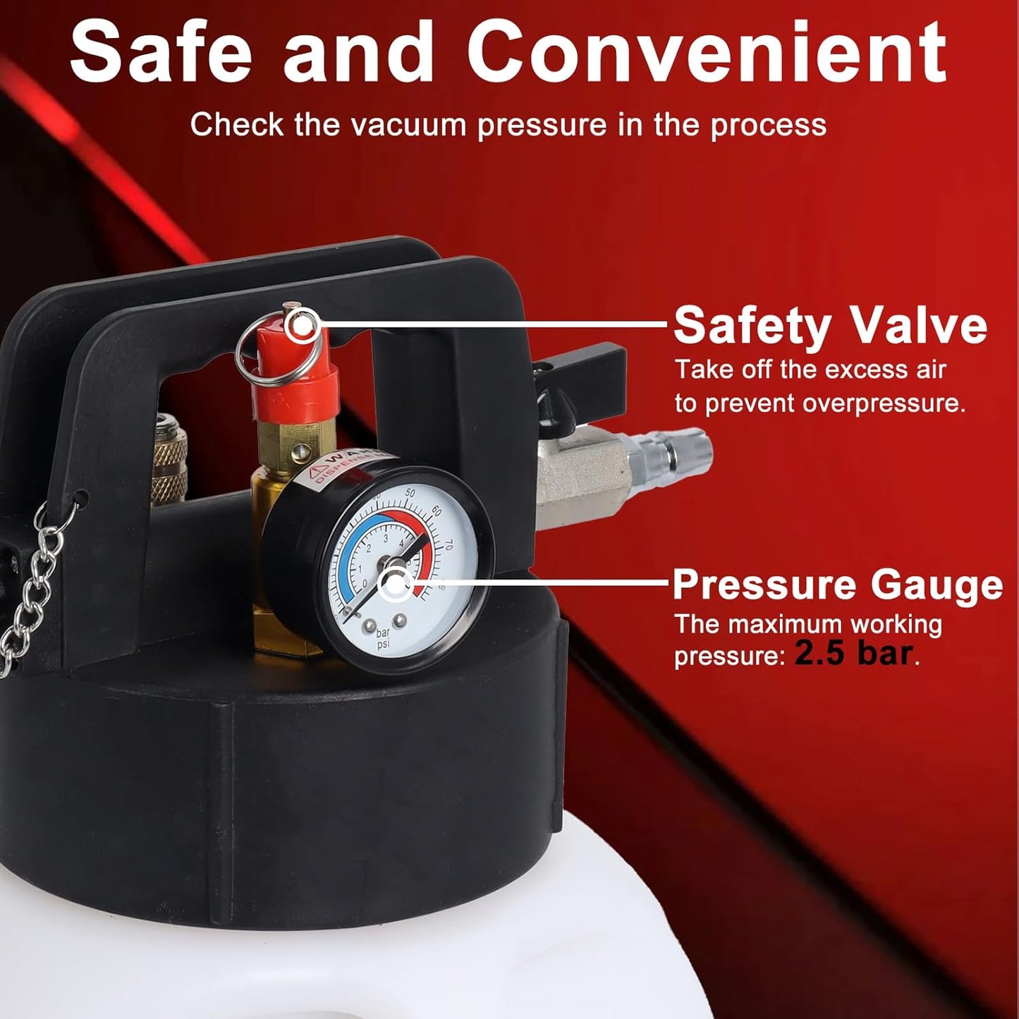 Transmission Fluid Pump Pneumatic Extractor and Dispenser Tool Kit, 8L ATF Fill and Evacuator Oil Can Set with 15PCS ATF Adapters 3PCS 1M Transmission Oil Hose for Garage and Shop Fluid Transfer