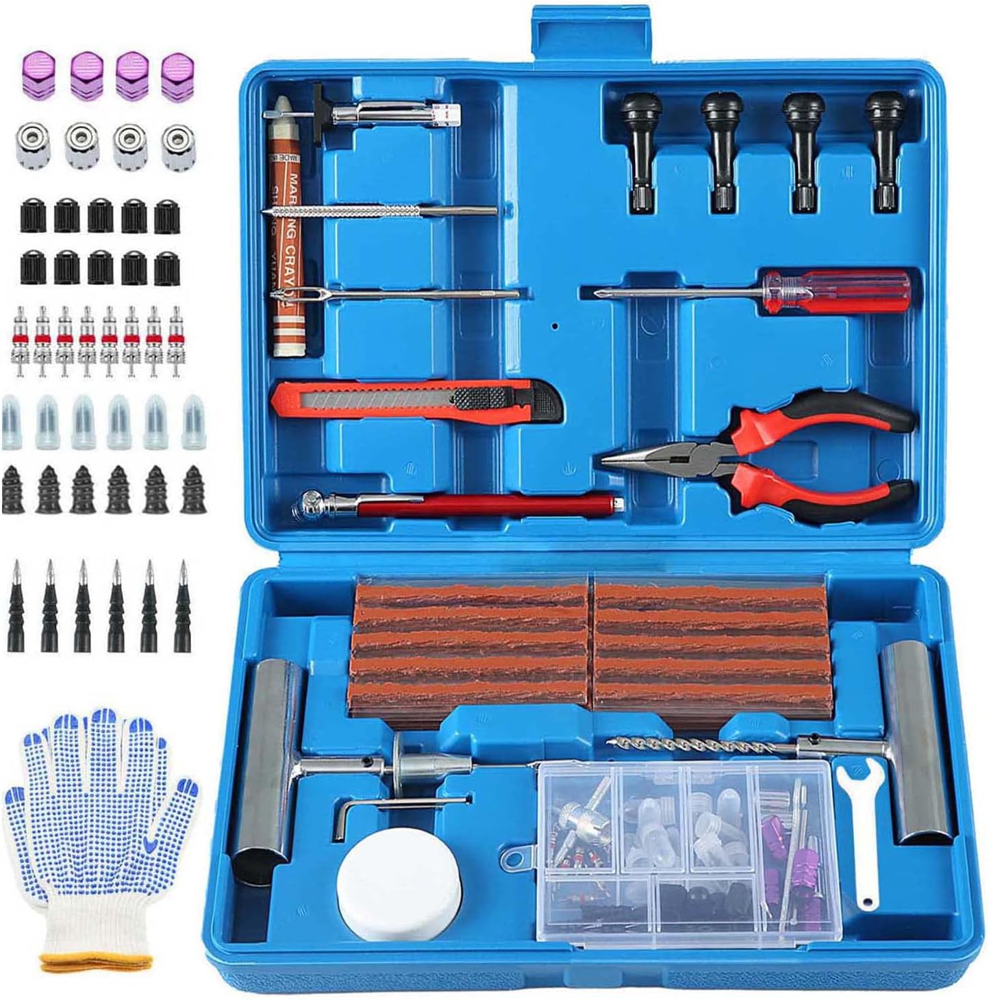 Tire Repair Kit,117pcs Heavy Duty Tire Plug Kit,with Universal Tire Patch Kit to Plug Flats for Car/Motorcycle/Truck/Tractor/Trailer/RV/ATV