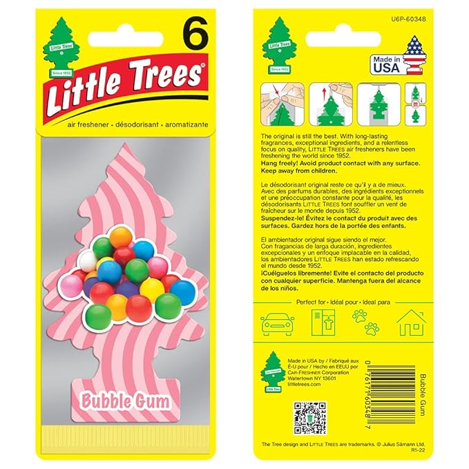 LITTLE TREES Car Air Freshener | Hanging Tree Provides Long Lasting Scent for Auto and Home | Bubble Gum, 24 Air Fresheners