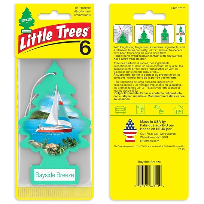 LITTLE TREES Car Air Freshener | Hanging Tree Provides Long Lasting Scent for Auto and Home | Bayside Breeze, 24 Air Fresheners