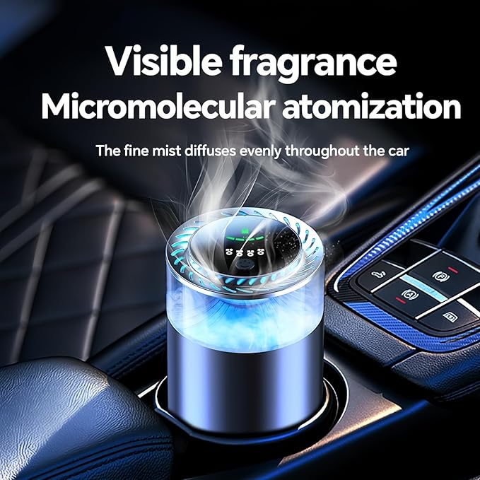 Smart Dffuser for Car, Colorful Light Scent Diffuser, Auto On/Off Car Air Freshener, Adjustable Intensity, 4 Mode Scents Refill X2 (Osmanthus Orchid)