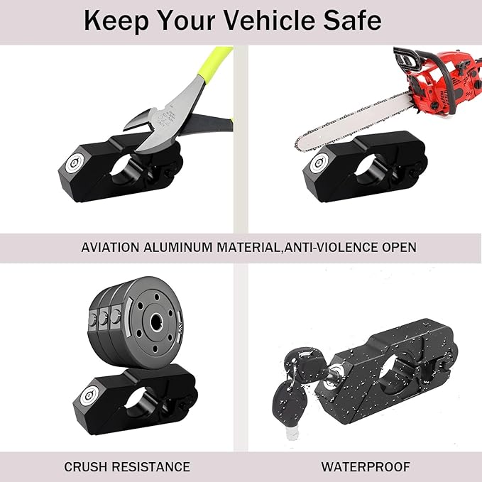 Motorcycle Throttle Lock - Heavy Duty Motorcycle Locks Anti Theft, Motorcycle Accessories for Moped Dirt Bike Scooter and ATV