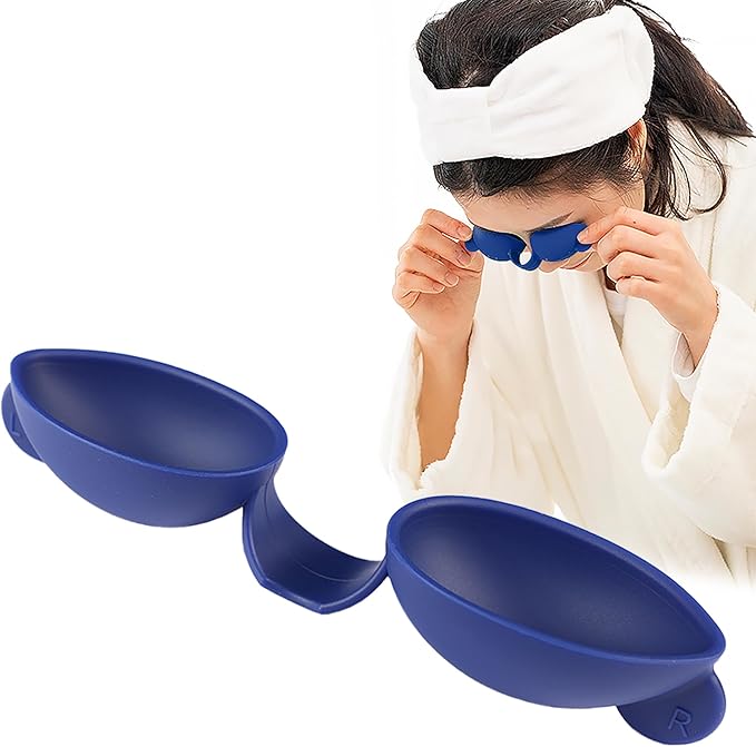 Eye Wash Cups, Remove Debris or Irritants and Feel Refreshed, Clean Both Eyes Simultaneously by just Blinking 20 Times, Made of Silicone for Safety and Flexibility. (Navy)