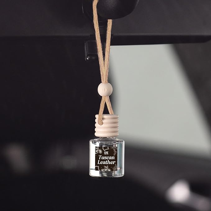 CANDECraftCo Car Air Hanging Fragrance Oil, Car Auto Freshener for Essential Oils, Scents Fragrance Aromatherapy Automobile Diffuser, Long Lasting (Tuscan Leather)