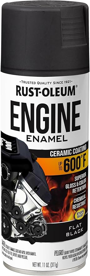 Rust-Oleum 363571 Engine Enamel Spray Paint, 11 oz, Flat Black, (Pack of 1)