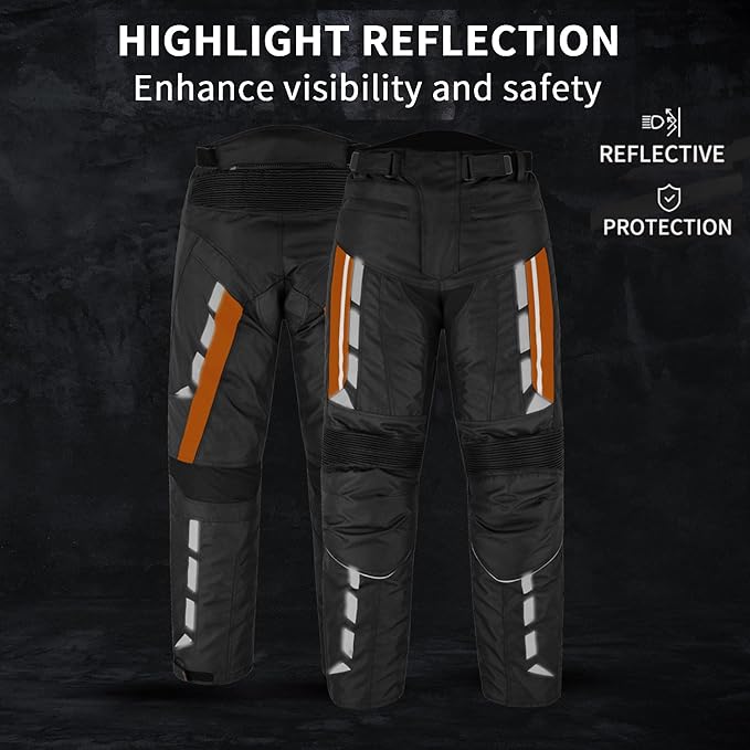 Men’s Waterproof Motorcycle Trousers – 600D Cordura Biker Pants with CE Armour, Thermal Lining & Reflective Panels