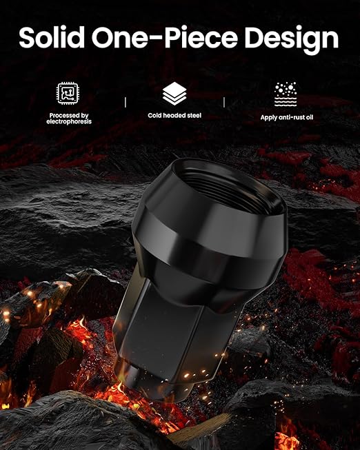 GAsupply 3/8-20 ATV Lug Nuts 14mm Hex, 10x1.25mm Closed End Acorn Tuner Black Lug Nut 1.2" 30mm Tall Conical Seat 60 Degree for Aftermarket Wheels, 16 Pcs