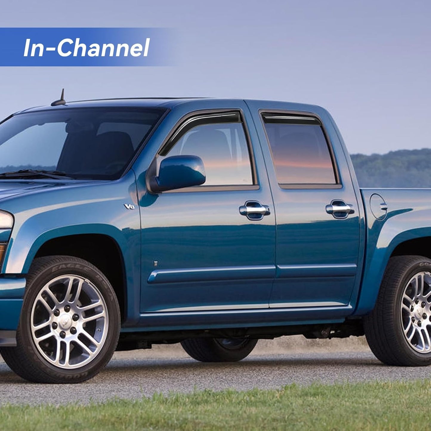 in-Channel Window Visors Rain Guards Shield for 2004-2012 Chevy Colorado, Window Vent Wind Deflectors Visors Shades for 2004-2012 GMC Canyon Crew Cab