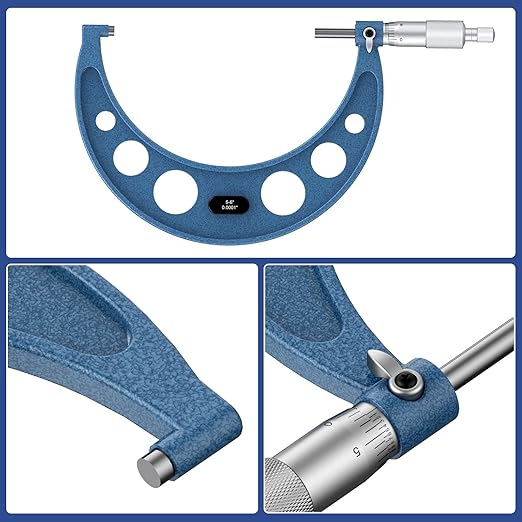 HDLNKAK 0-6 inch Outer Diameter Micrometer Set, 6-Piece high-Precision Micrometer Tool Set, Equipped with 0.0001 inch Scale and Tungsten Carbide tip, Comes with a Sturdy Portable Carrying case.