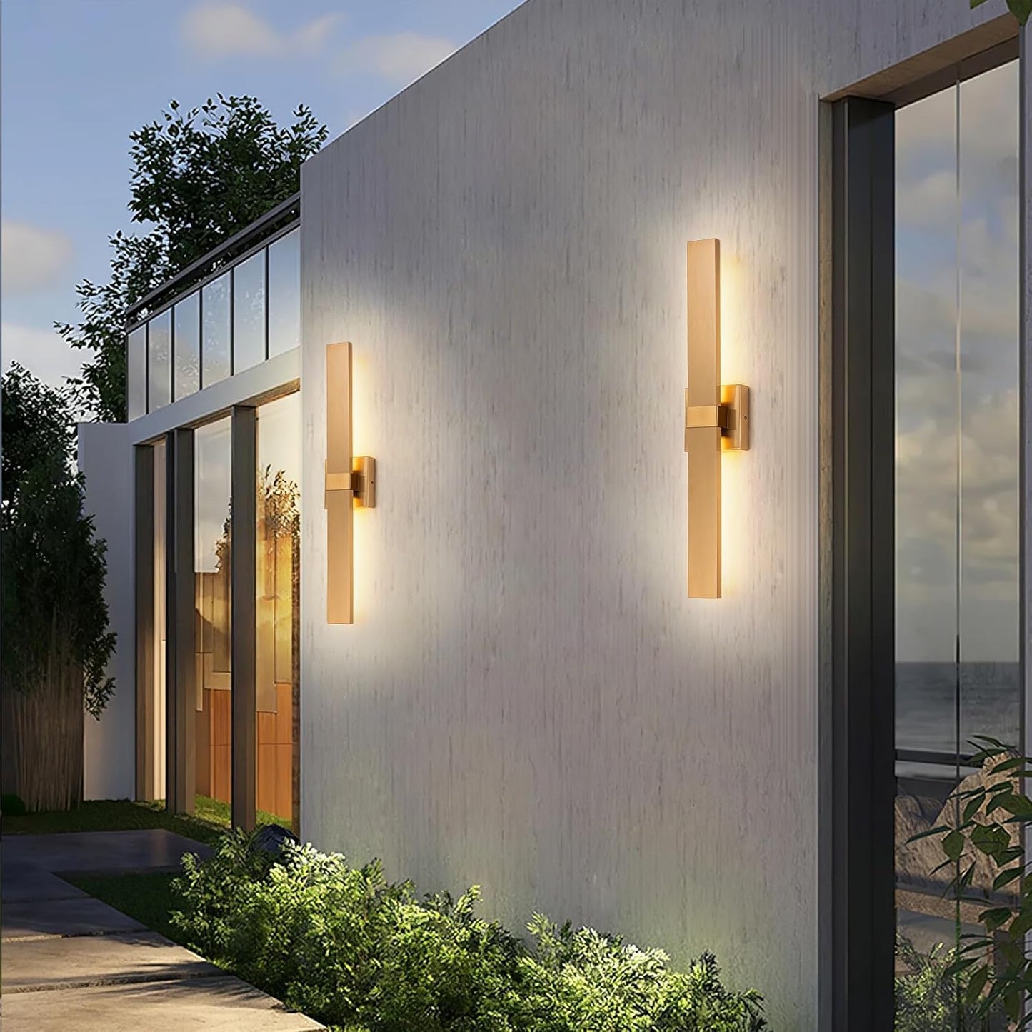 Modern LED Outdoor Wall Sconce 27.2" Gold Outdoor Wall Lights Exterior, Outdoor Light Fixtures Wall Mount on House, Garage, Porch, Patio, Front Door etc