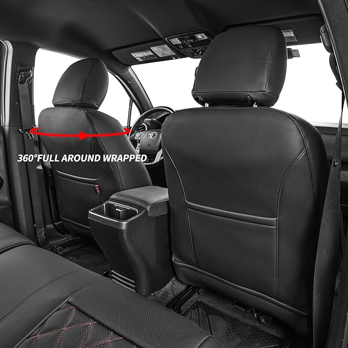 coverdream 4Runner Waterproof Leather Seat Covers Custom Fit for 2010-2024 Toyota 4Runner Seat Covers (7-Seater),Full Coverage,Airbag Compatible Seat Protector(Full Set,Black)