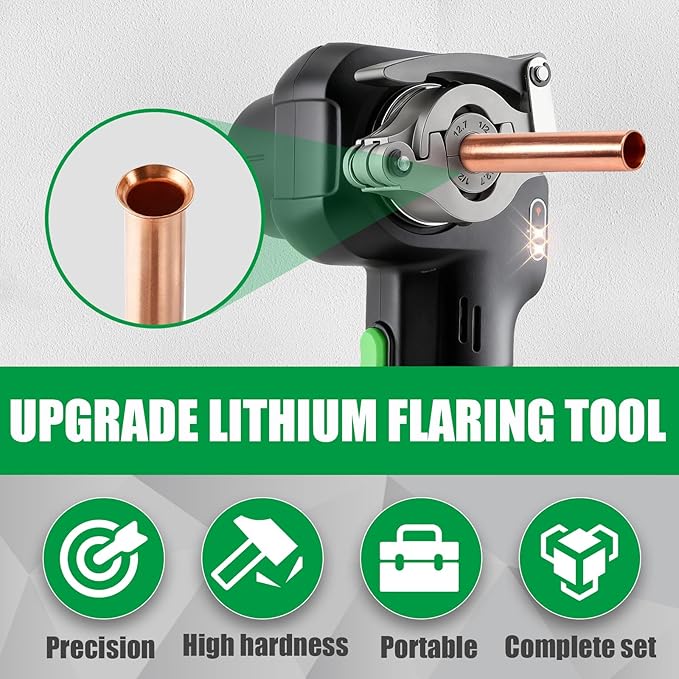 Super Stars Power Flaring Tool Kit ST-E800 - Cordless 45 Degree Automatic Flaring Tool for HVAC Copper Aluminum Tubing R410A R32