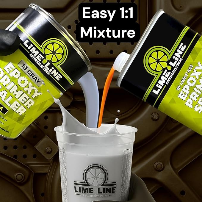 LiME LiNE 2K Epoxy Primer/Sealer Direct-to-Metal, Anti-Corrosive for Automotive & Industrial Use/Isocyanate Free / 2.1 VOC - 2 Quart kit (Black)