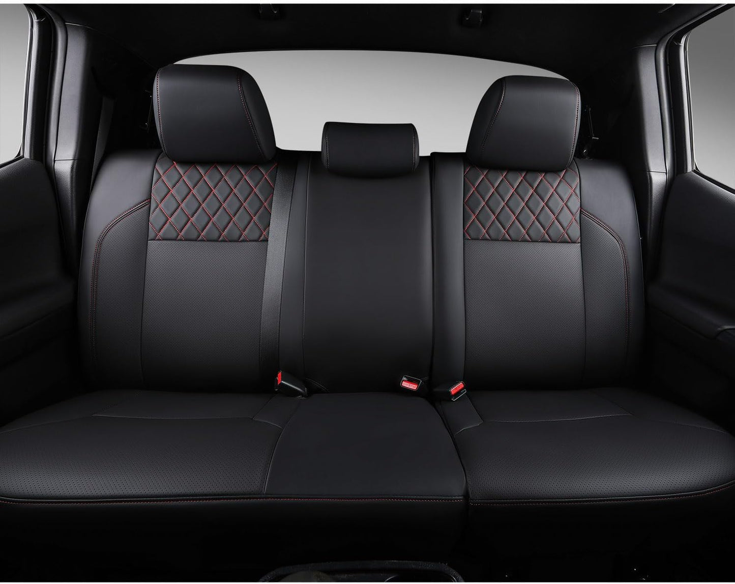 PTYYDS Seat Covers Compatible with 2016-2023 Toyota Tacoma Seat Covers Replacement for 16-23 Tacoma SR5 TRD Off Road Limited Accessories(Full Set,Black+Red)