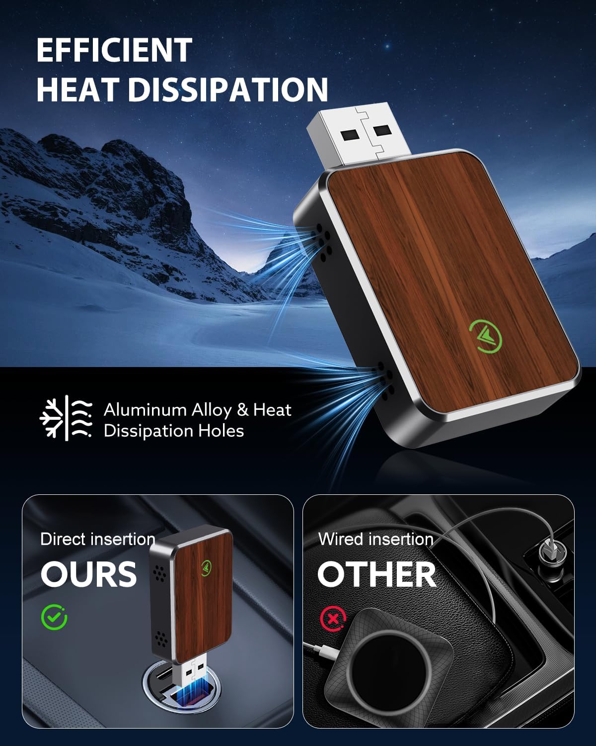 Wireless Carplay Adapter for iPhone & Android Auto 2-in-1, Convert Factory Wired to Wireless Carplay Dongle, Plug & Play Carplay Wireless Adapter for iPhone iOS 10+, Black