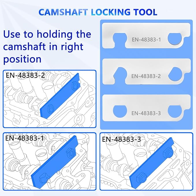 ZKTOOL 5PC GM Camshaft Retaining Tool Kit Compatible with GM Cadillac Buick Saturn Pontiac Chevrolet Holden 2.8L 3.0L 3.6L Engine,Flywheel Locking Andcrankshaft Setting Tool,EN 48383 & EN 46105