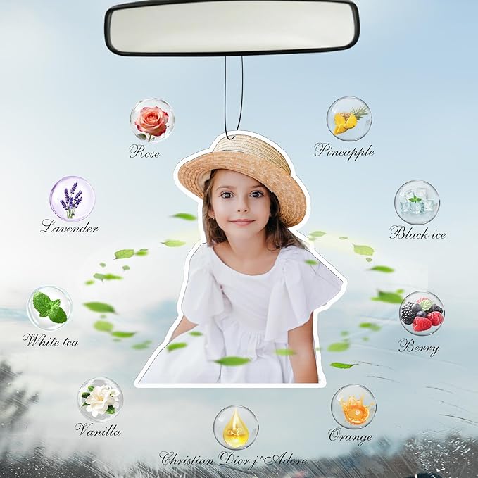 Custom Air Fresheners with Picture - Personalized Double Sided Print Photo/Logo air Freshener, Customized AirFreshener for Car Wardrobe Bathroom Hanging Ornaments Boyfriends Christmas Gifts
