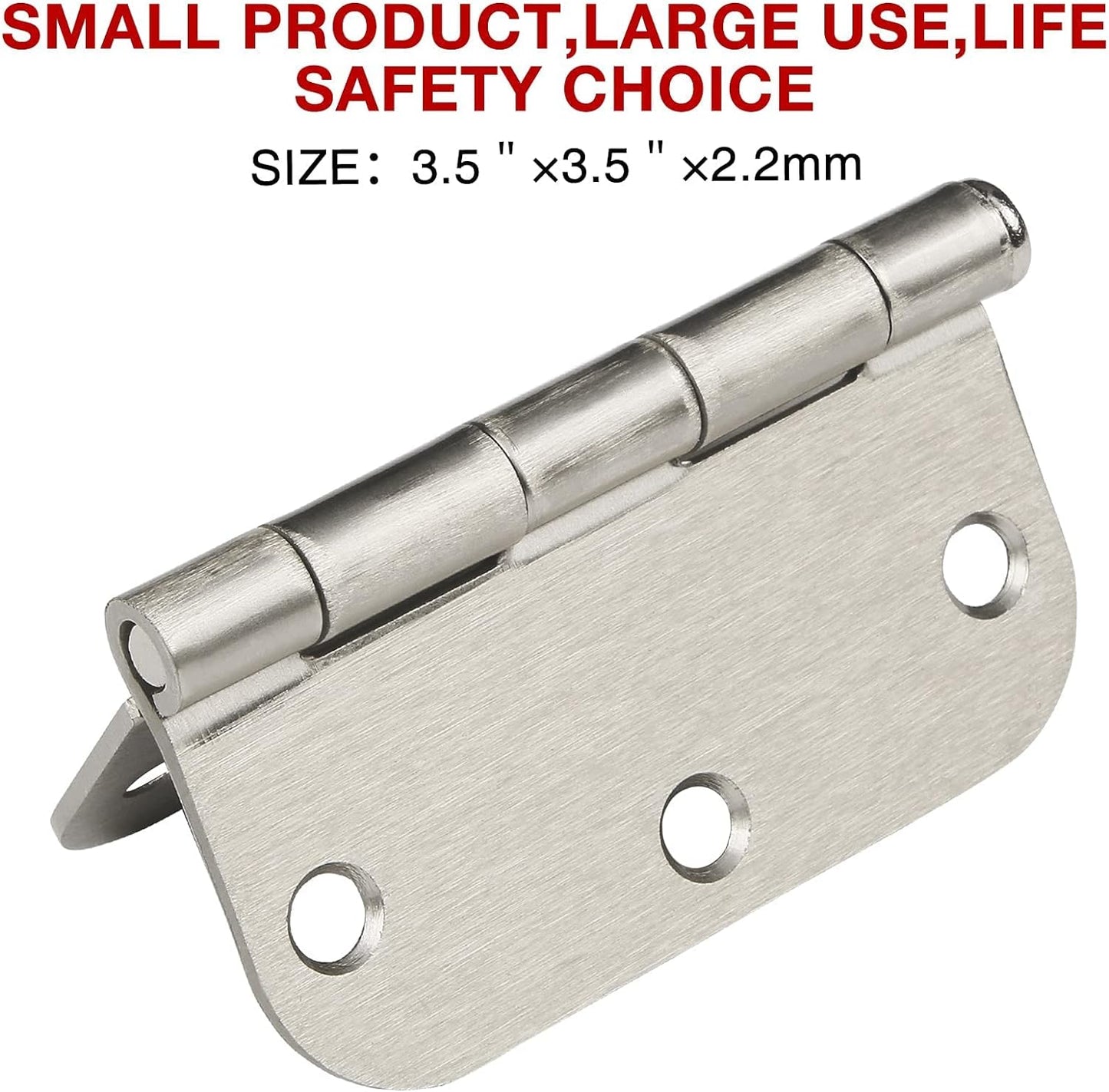 24 Pack Interior Satin Door Hinges Brushed Nickel 3.5 Inch x 3 1/2" 5/8" Rudius Rounded Heavy Duty Metal Iron Hinge 3 ½ Bifold Standard Doors Hardware Fittings for Flat,Bed/Storage/Basement Room